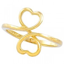 Double Heart Fashion Ring in 14k Yellow Gold