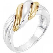 Fashion Ring in 14k Yellow Gold & Sterling Silver
