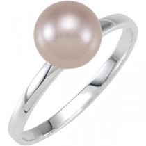 Stackable Pink 8 Glass Pearl Ring in Sterling Silver