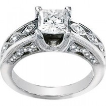Moissanite Diamond Engagement Ring in 14k White Gold