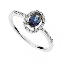 Blue Sapphire Diamond Ring in 14k White Gold (0.16 Ct. tw.) (0.16 Ct. tw.)