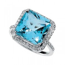 Swiss Blue Topaz Diamond Ring in 14k White Gold (0.5 Ct. tw.) (0.5 Ct. tw.)
