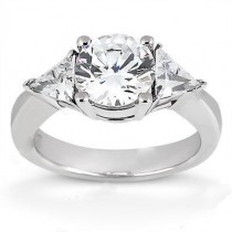 Round Three Stone Diamond Engagement Ring in 14K Yellow Gold