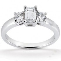 Emerald Cut Three Stone Diamond Engagement Ring in 14K Yellow Gold