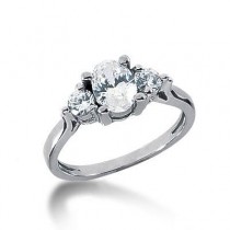 Oval Three Stone Enhanced Diamond Engagement Ring in 14K Yellow Gold