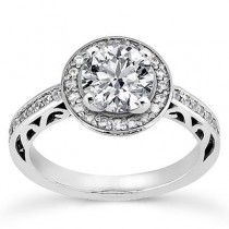 Filigree Diamond Engagement Ring in 14K Yellow Gold