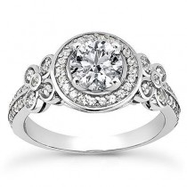 Floral Design Diamond Engagement Ring in 14KYellow Gold