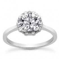Plain Shank Diamond Engagement Ring in 14K Yellow Gold