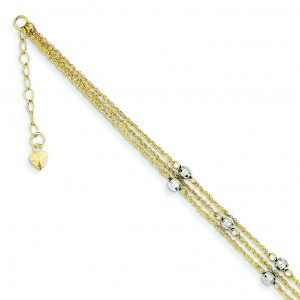 Triple Strand Anklet in 14k Two-tone Gold