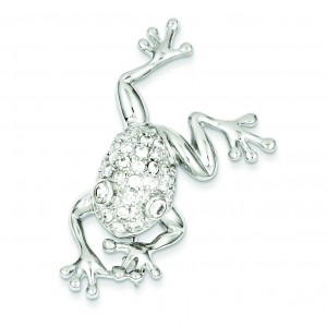 CZ Frog Pin in Sterling Silver