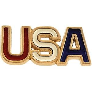 Red White Blue Usa Lapel Pin in 14k Yellow Gold