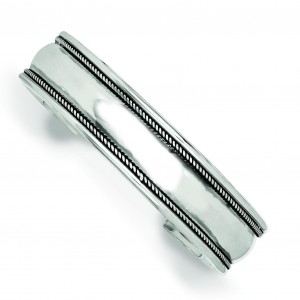 14.5mm Antiqued Cuff Bangle Bracelet in Sterling Silver