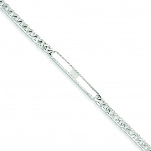 Polished Diamond-Cut Engravable Curb Link ID Bracelet in Sterling Silver