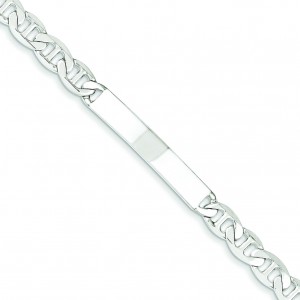 Polished Engravable Anchor Link ID Bracelet in Sterling Silver