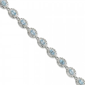 Blue Topaz Filigree Bracelet in Sterling Silver