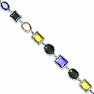 Multicolored CZ Bracelet in Sterling Silver