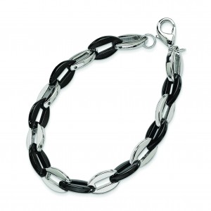 Stainless Steel Black Color Ip-Plated Fancy Bracelet in Stainless Steel