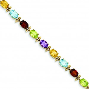 Rainbow Gemstone Bracelet in 14k Yellow Gold