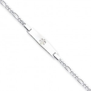 Children NonMedical ID Figaro Link Bracelet in Sterling Silver