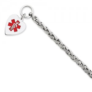 Heart Medical ID Bracelet in Sterling Silver