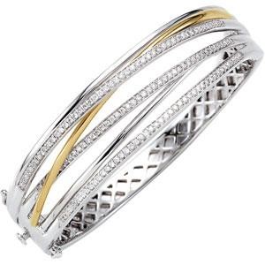 Diamond Bangle Bracelet in 14k Two-tone Gold (1 Ct. tw.) (1 Ct. tw.)