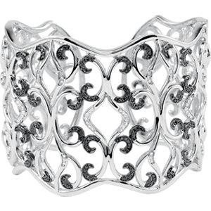 Inch Black White Diamond Cuff Bracelet in Sterling Silver (1.33 Ct. tw.)