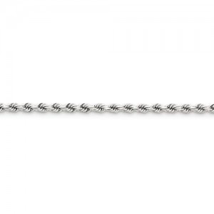 14k White Gold 8 inch 4.00 mm Handmade Diamond-cut Rope Chain Bracelet