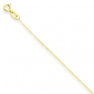 14k Yellow Gold 18 inch 0.42 mm Carded Pendant Curb Collar Necklace