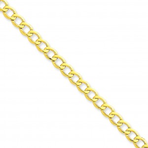 14k Yellow Gold 7 inch 5.25 mm Light Curb Chain Bracelet