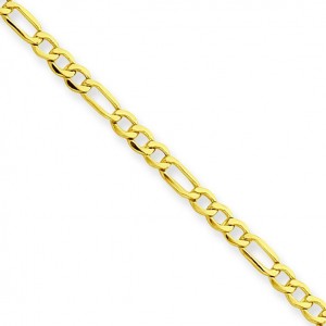 14k Yellow Gold 7 inch 2.50 mm Light Figaro Chain Bracelet