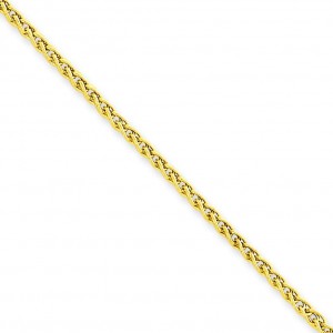 14k Yellow Gold 10 inch 2.00 mm Light Wheat Ankle Bracelet