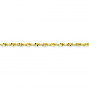 14k Yellow Gold 7 inch 4.00 mm Extra Light Diamond-cut Rope Chain Bracelet