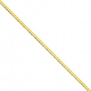14k Yellow Gold 7 inch 2.40 mm Flat Beveled Curb Chain Bracelet