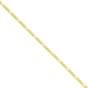 14k Yellow Gold 7 inch 4.00 mm Flat Figaro Chain Bracelet