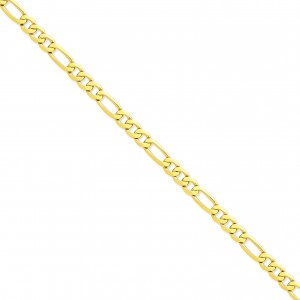 14k Yellow Gold 7 inch 7.00 mm Flat Figaro Chain Bracelet
