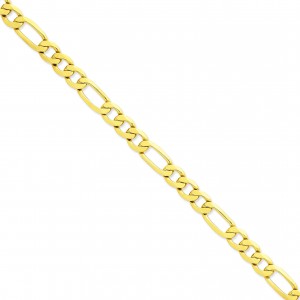 14k Yellow Gold 8 inch 8.75 mm Flat Figaro Chain Bracelet