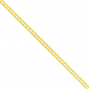 14k Yellow Gold 7 inch 6.75 mm Open Concave Curb Chain Bracelet