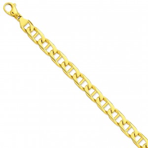 14k Yellow Gold 8 inch 11.00 mm Hand-polished Link Chain Bracelet