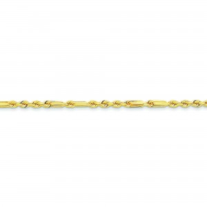14k Yellow Gold 7 inch 3.00 mm Diamond-cut Milano Rope Chain Bracelet
