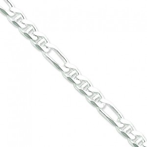 Sterling Silver 8 inch 8.75 mm Figaro Chain Bracelet