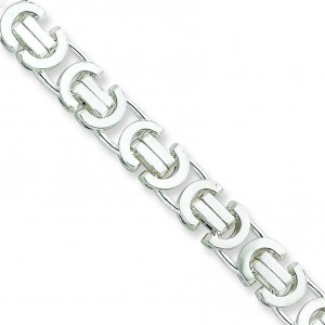 Sterling Silver 8 inch 8.25 mm  Byzantine Chain Bracelet