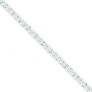 Sterling Silver 7 inch 7.00 mm Pave Curb Chain Bracelet