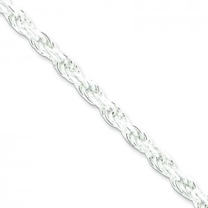Sterling Silver 7 inch 4.25 mm Diamond-cut Rope Chain Bracelet