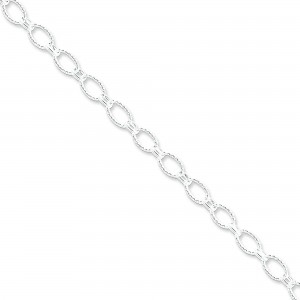 Sterling Silver 8 inch 6.10 mm Fancy Patterned Rolo Chain Bracelet