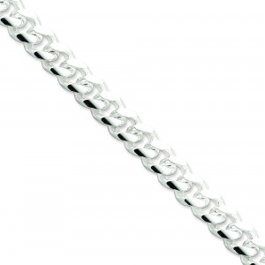 Sterling Silver 8 inch 10.50 mm Domed Curb Chain Bracelet