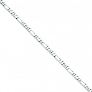 14k White Gold 7 inch 6.00 mm  Figaro Chain Bracelet