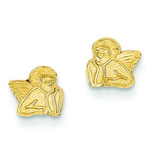 Polished Angel Post Earrings in 14k Yellow Gold