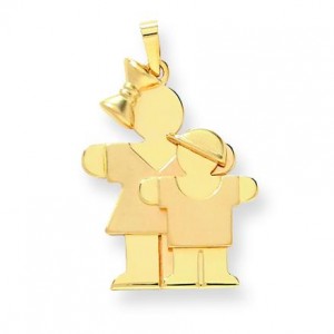 Big Girl Little Boy Engraveable Charm in 14k Yellow Gold