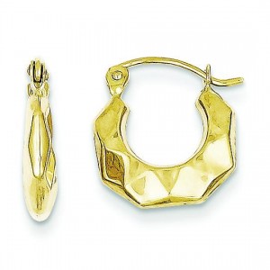Fancy Small Hoop Earrings in 10k Yellow Gold