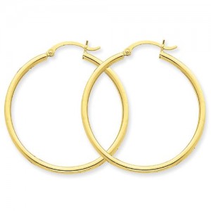 Round Hoop Earrings in 10k Yellow Gold